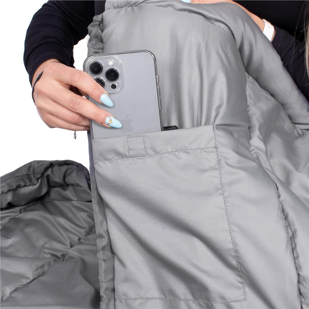 Sac de dormit tip mumie, cu geanta de transport, 210x80cm, 0-10grade, culoare negru gri