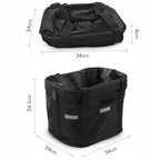 Cos bicicleta fata 34x24x25 cm, aluminiu si material textil, sistem click, cu husa ploaie, negru