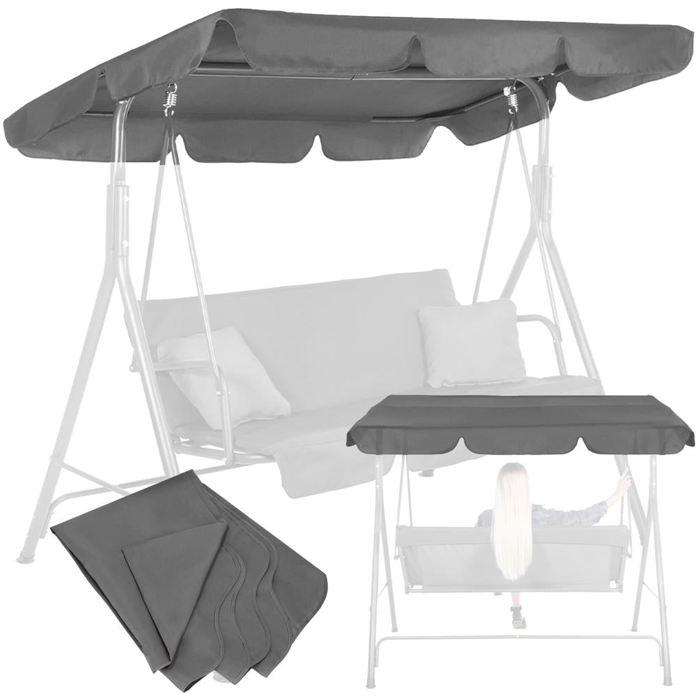 Husa din panza pentru leagan de gradina mare, viziera acoperis, 220x115 cm, gri