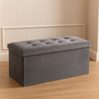 Taburet dublu pliabil Atmosphera Lysandre, MDF si poliester, 76x38x38 cm, gri