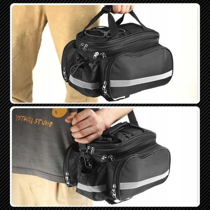 Geanta bicicleta spate 32x17x28 cm, 30L, extensibila, poliester impermeabil, cu elemente reflectorizante, negru