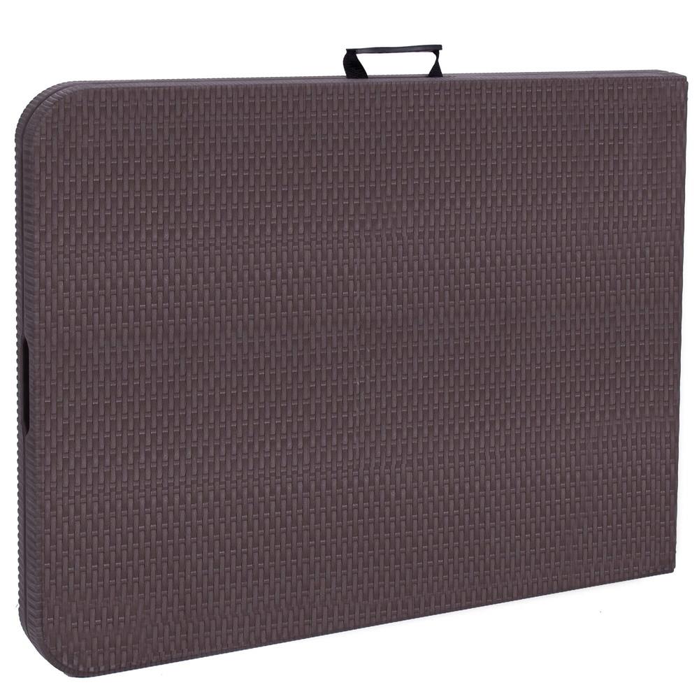 Masa dreptunghiulara pliabila multifunctionala, 1.8 m x 0.75 m x 0.75 m, imitatie ratan, maro