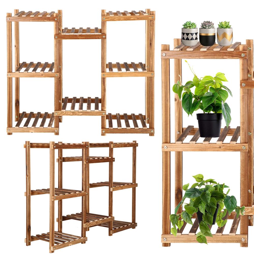 Stand de flori din lemn cu 8 etajere suport GA198, 85x70cm