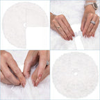 Covoras de pus sub bradul de Craciun, diametru 72 cm, imitatie blana alba