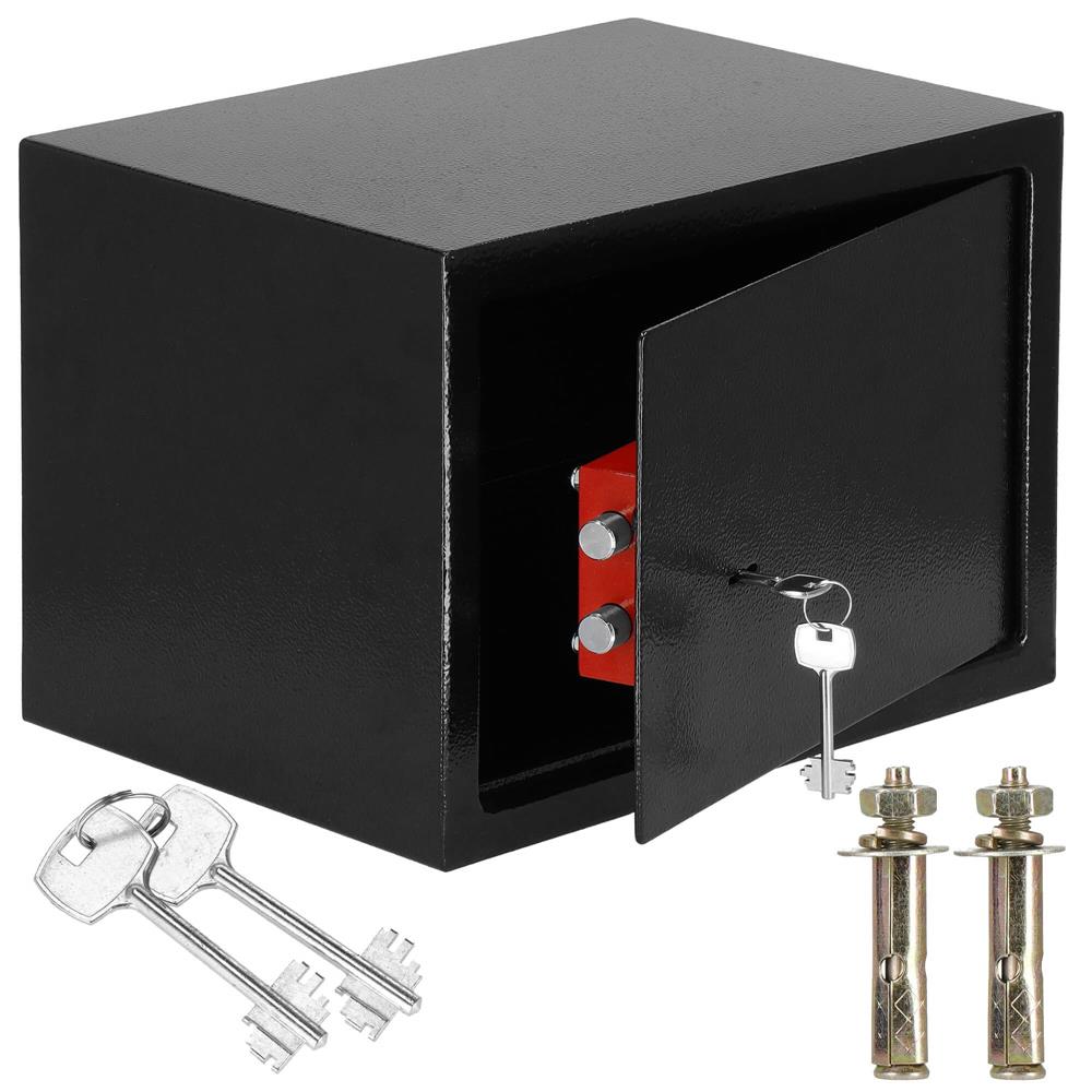 Seif standard cu cheie, 250x350x250 mm, Otel, Negru