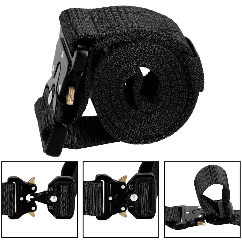 Curea centura Tactical Combat pentru barbati 3.5 x 125 cm, rezistent, negru