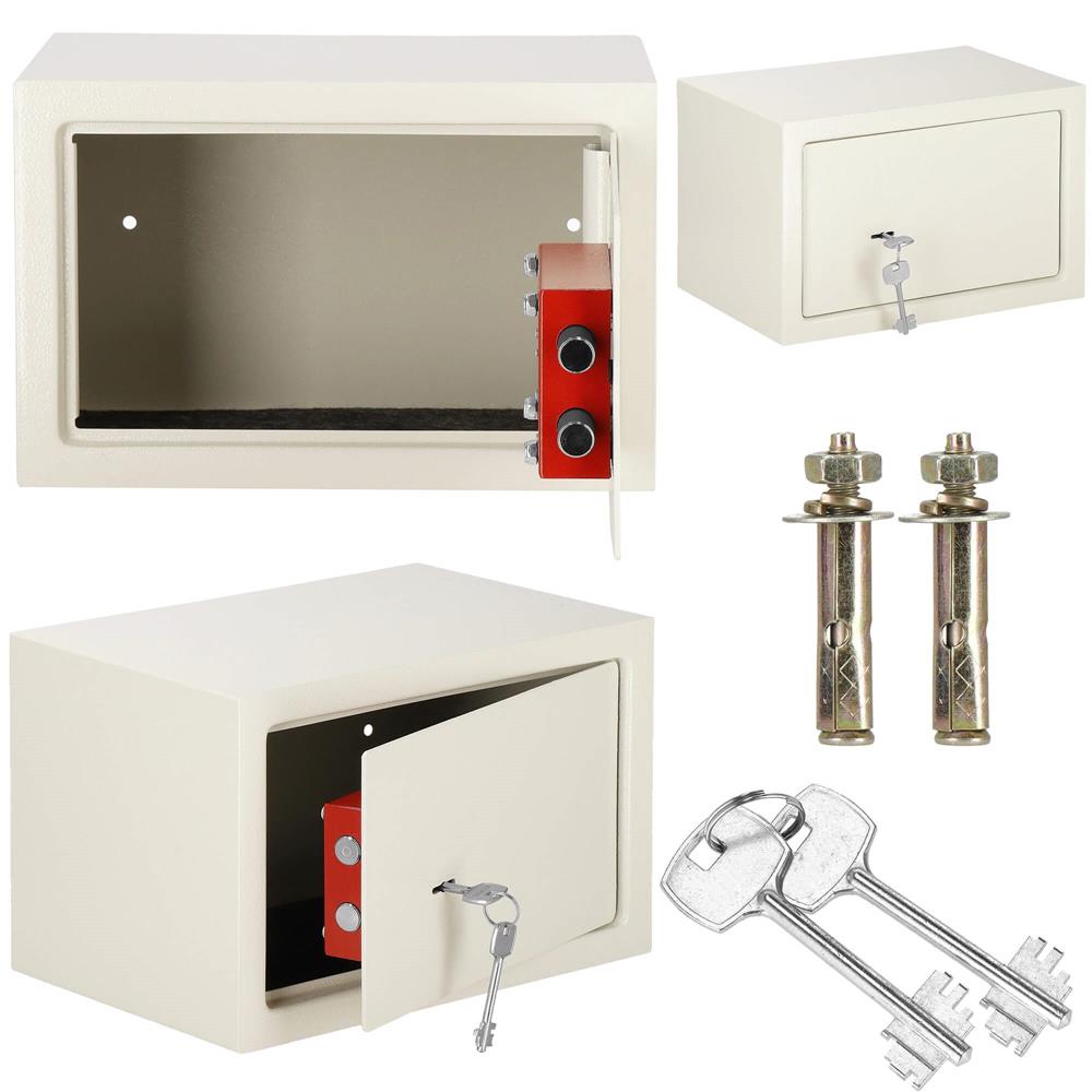 Seif standard cu cheie, 200x310x200 mm, Otel, Bej