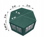 Cort pavilion de gradina hexagonal, 200x200 cm, cu pereti laterali cu ferestre, impermeabil cu rezistenta UV, verde