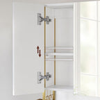 VASAGLE Dulap de baie de perete, 3 usi cu oglinda, compartiment deschis, 15x70x70 cm, alb auriu