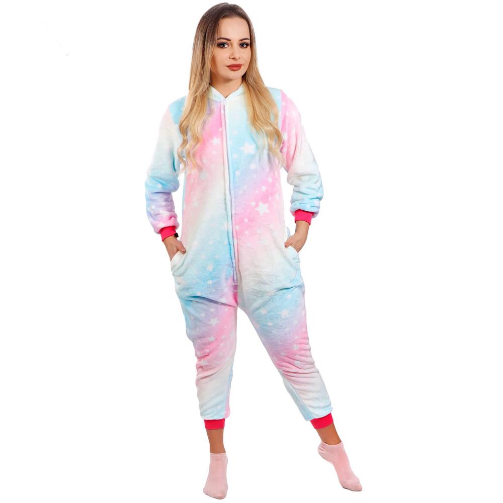Pijama tip salopeta pentru dama, model unicorn, marime M