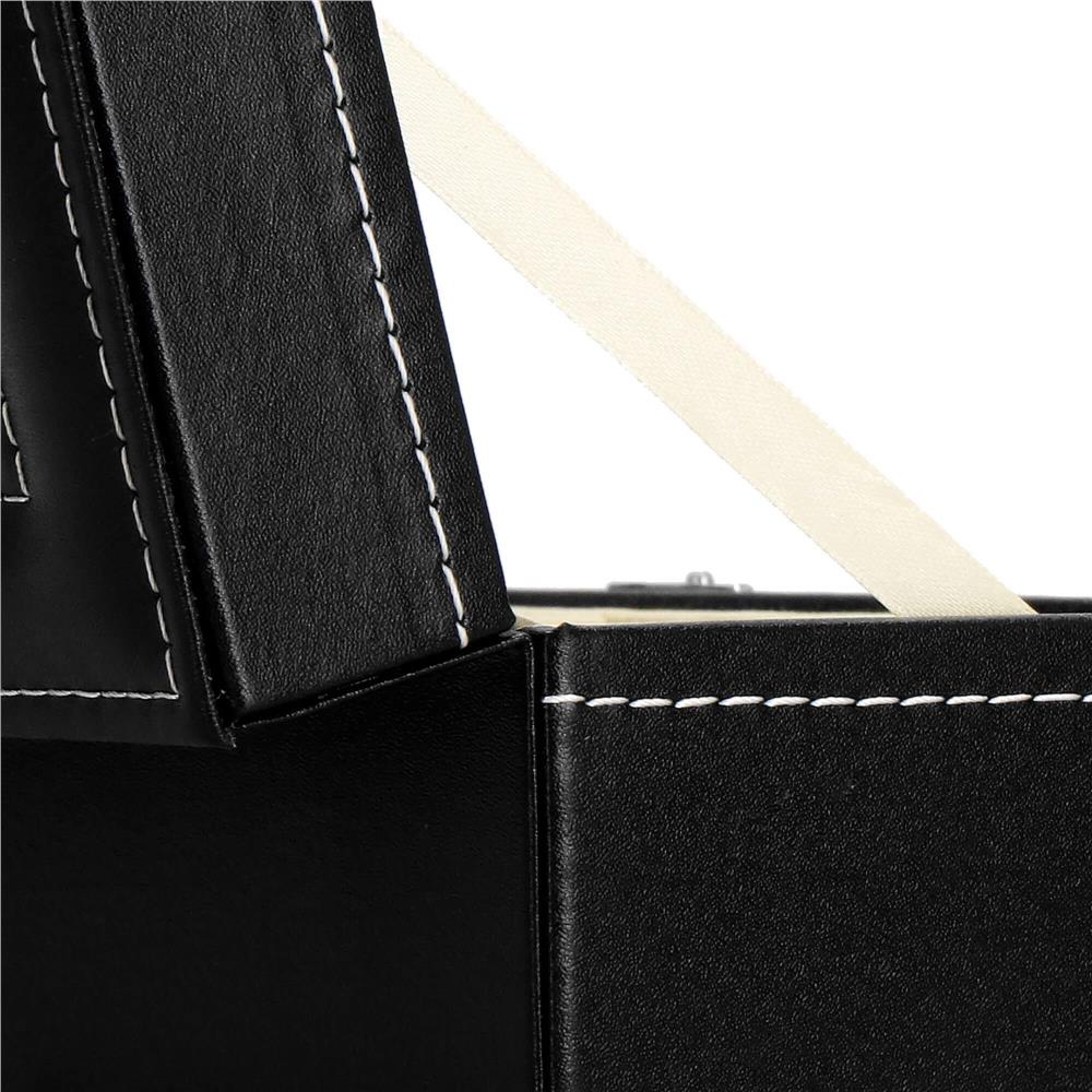 Cutie depozitare si organizare ceasuri, MDF, piele ecologica, 30x11x8cm, negru