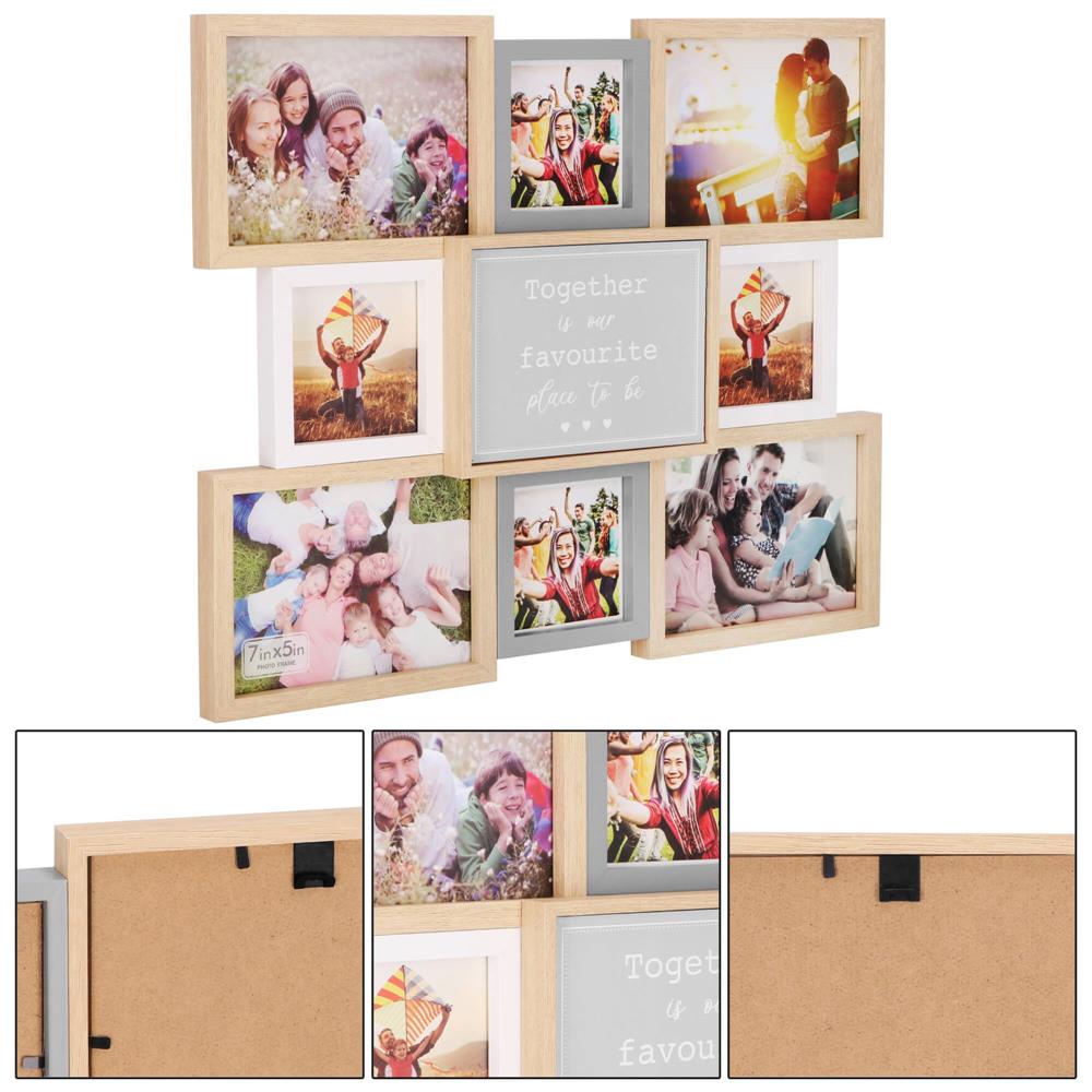 Rama foto de perete, colaj de 8 fotografii, 41x51cm, alb si gri