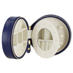 (DL) Cutie depozitare si organizare bijuterii, MDF, piele ecologica, 11 x 5cm, albastru marin