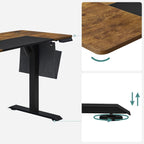 SONGMICS Birou cu reglaj electric pe inaltime, memorie cu 4 inaltimi, 60x120x(72-120)cm, maro rustic