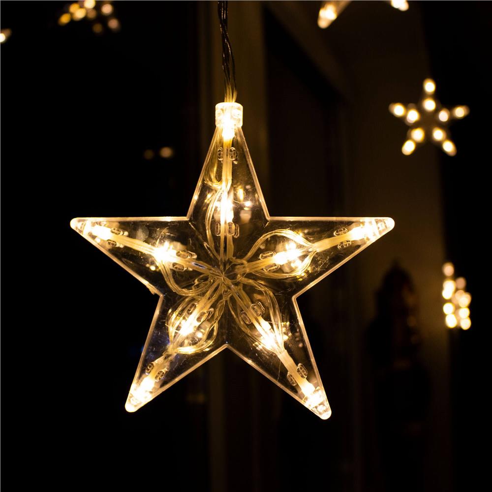 (DL) Ghirlanda luminoasa tip perdea cu stelute 72 LED-uri, 2m, pentru interior/exterior, iluminare alb