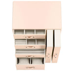 (DL) Cutie depozitare si organizare bijuterii, piele ecologica + velur, 26 x 22 x 18 cm, roz