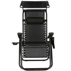 Sezlong pliabil  GC3, Relax Zero Gravity cu parasolar, 175cm, negru