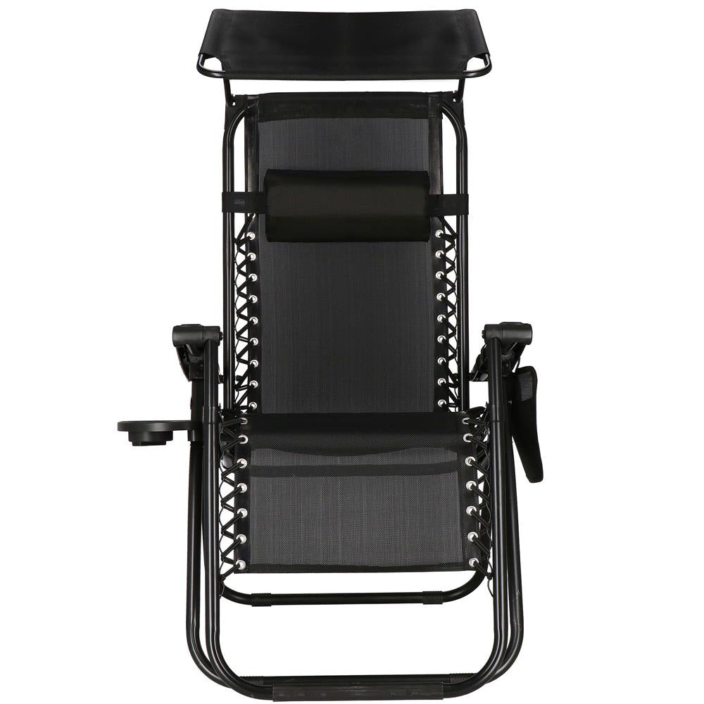 Sezlong pliabil  GC3, Relax Zero Gravity cu parasolar, 175cm, negru