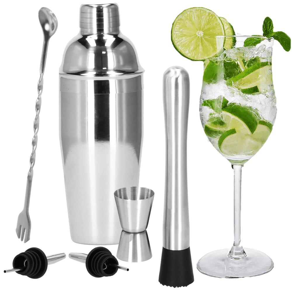 Set Cocktail Shaker Kit pentru barmani 750ml, KI14, 6 piese