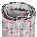 Saltea pentru plaja pliabila, din spuma, ultra-usoara, cu perna si maner de transport, 60x180cm, gri flamingo roz