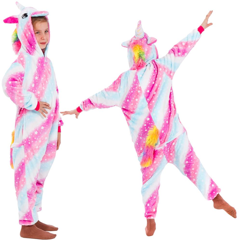 Pijama tip salopeta pentru copii, model unicorn, marime 130-140cm