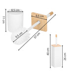 Perie WC cu rezervor detasabil si capac, din metal si bambus, 40 cm, alb