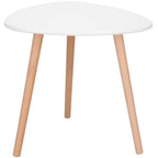 Masa de cafea, ovala, diametru 50 cm, inaltime 48 cm, Blat MDF, Picioare lemn, Alb