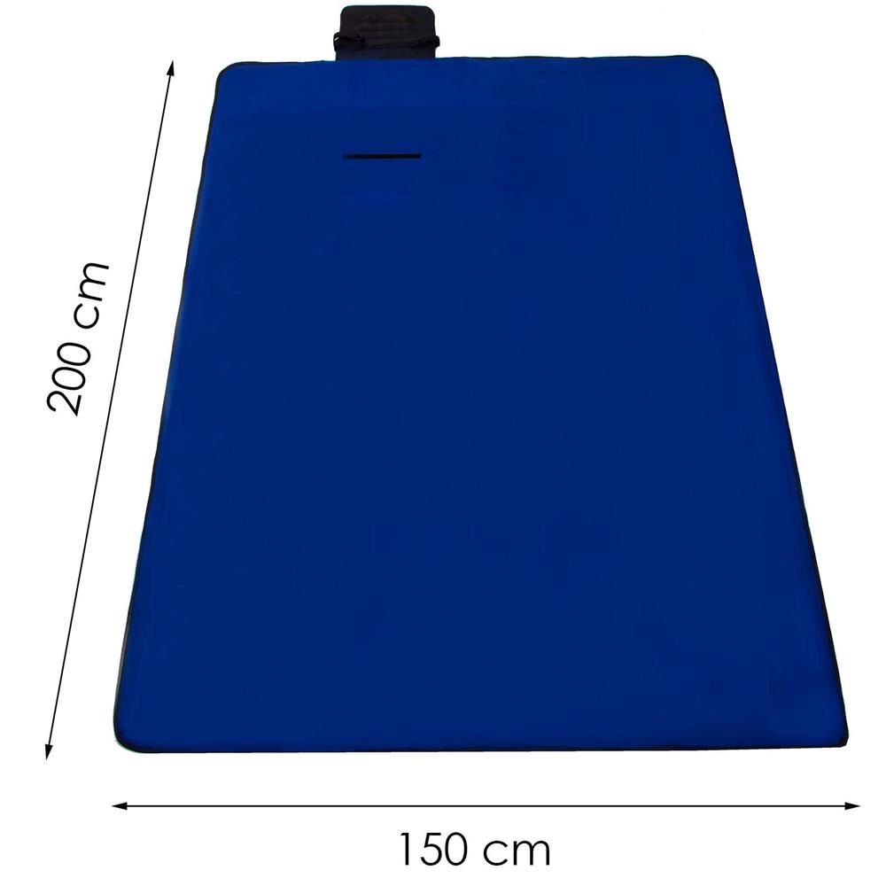 Patura pentru picnic sau plaja, cu folie izolatoare si maner, 150x200cm, albastru cobalt