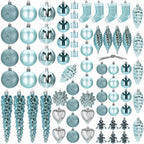 Set globuri si decoratiuni de Craciun, 72 piese, diverse dimensiuni, albastru