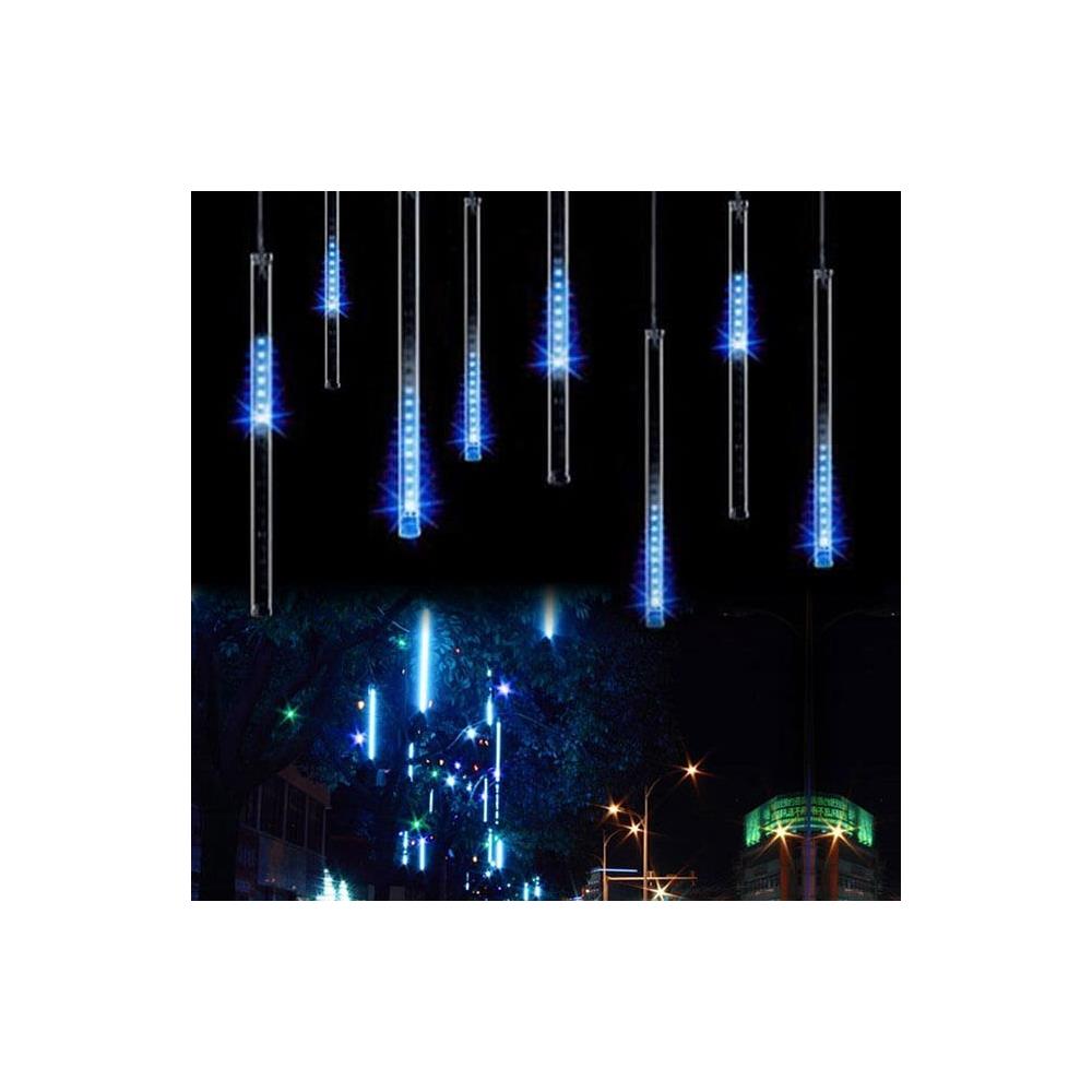 Instalatie de Craciun, 10 tuburi, 50cm, 480 LED, ploaie de meteoriti, albastru