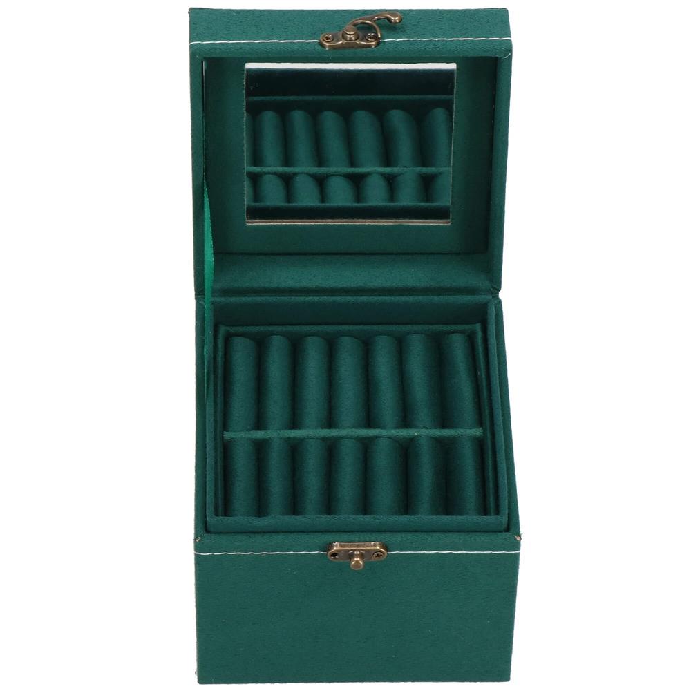 (DL) Cutie depozitare si organizare bijuterii, velur, 12x 12 x 12 cm, verde