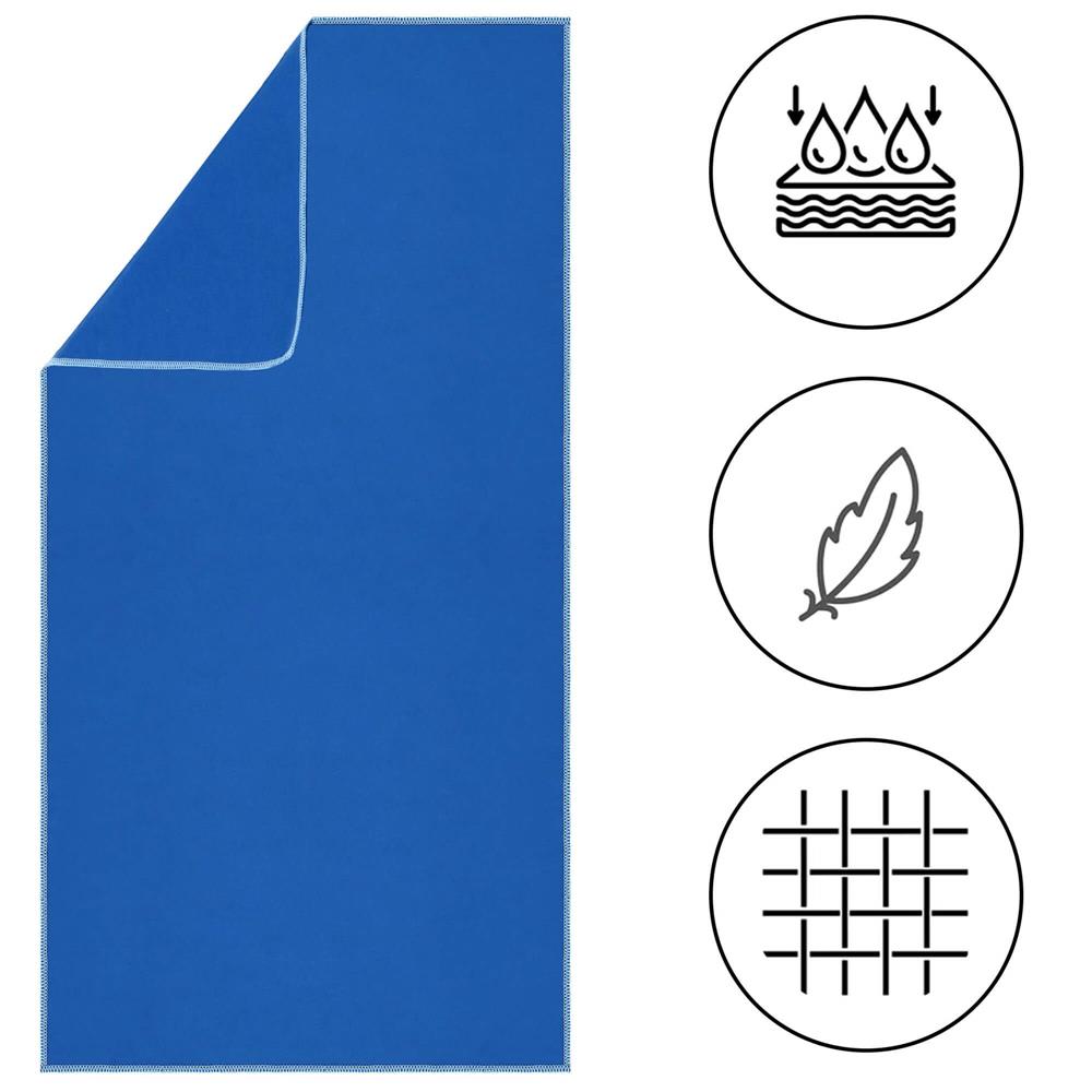 Prosop de plaja cu uscare de rapida, husa de transport, 75x150cm, albastru