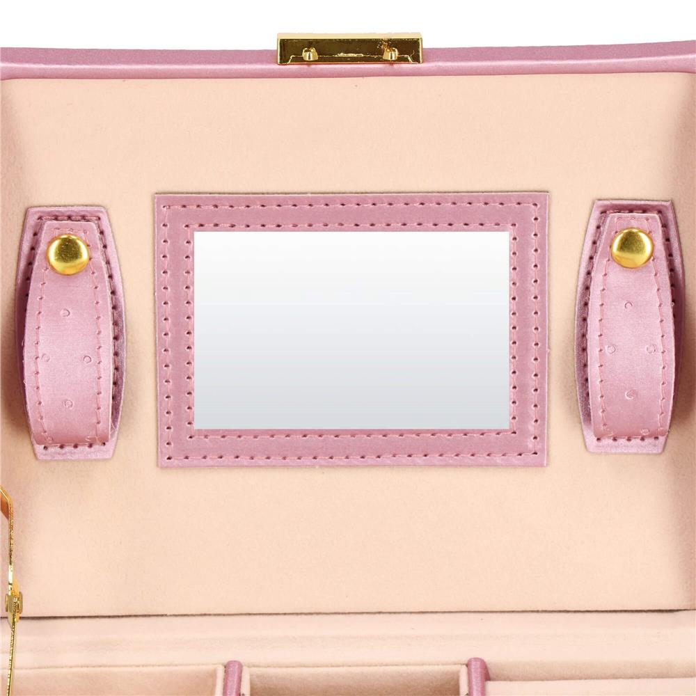 (DL) Cutie depozitare si organizare bijuterii, MDF, piele ecologica si velur, 17,5 x 14 x 12,5cm, roz