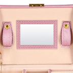 (DL) Cutie depozitare si organizare bijuterii, MDF, piele ecologica si velur, 17,5 x 14 x 12,5cm, roz