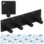 Set 4 agatatori tip cuier pentru baie, sistem fixare inclus, aluminiu, negru