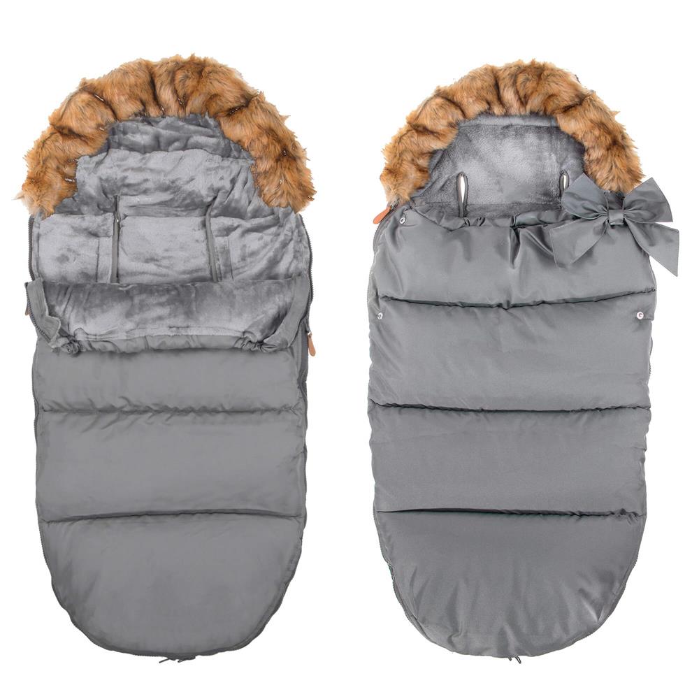 Sac iarna de bebelusi pentru carucior, marime universala, 90x45cm, gri inchis