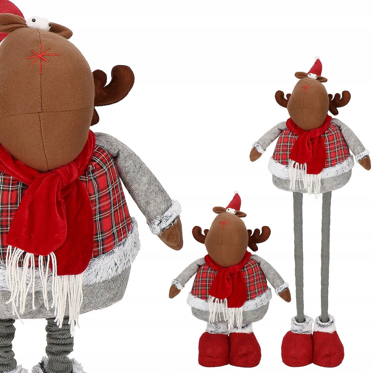 (DL) Figurina Craciun, Ren, picioare telescopice, inaltime extensibila 55-95cm