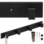 Cuier de baie pentru prosoape cu 2 sisteme instalare, aluminiu, 4 agatatori, 35x4cm, negru