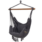 Hamac tip leagan suspendat pentru casa sau gradina HM45, gri inchis cu perne, 130x100cm, 150kg