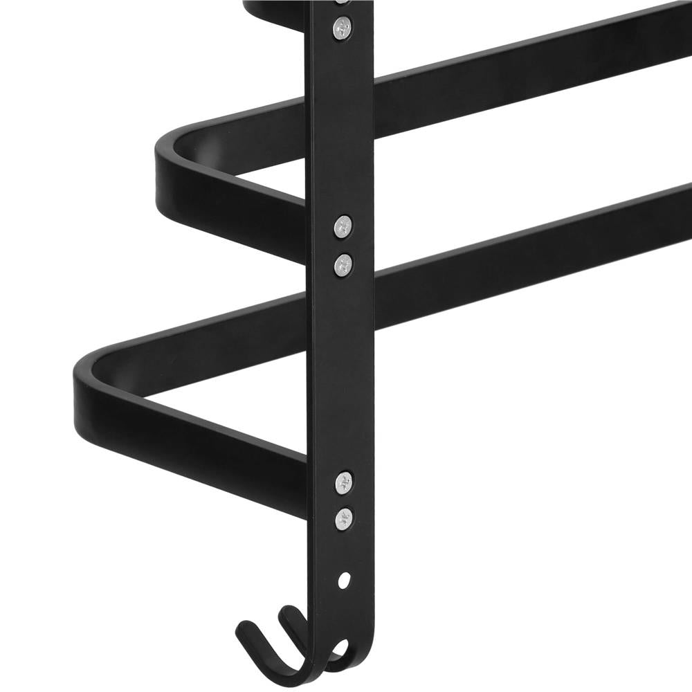 Suport prosoape pentru baie cu 2 sisteme de instalare, 3 brate, din aluminiu, 49x25cm, negru