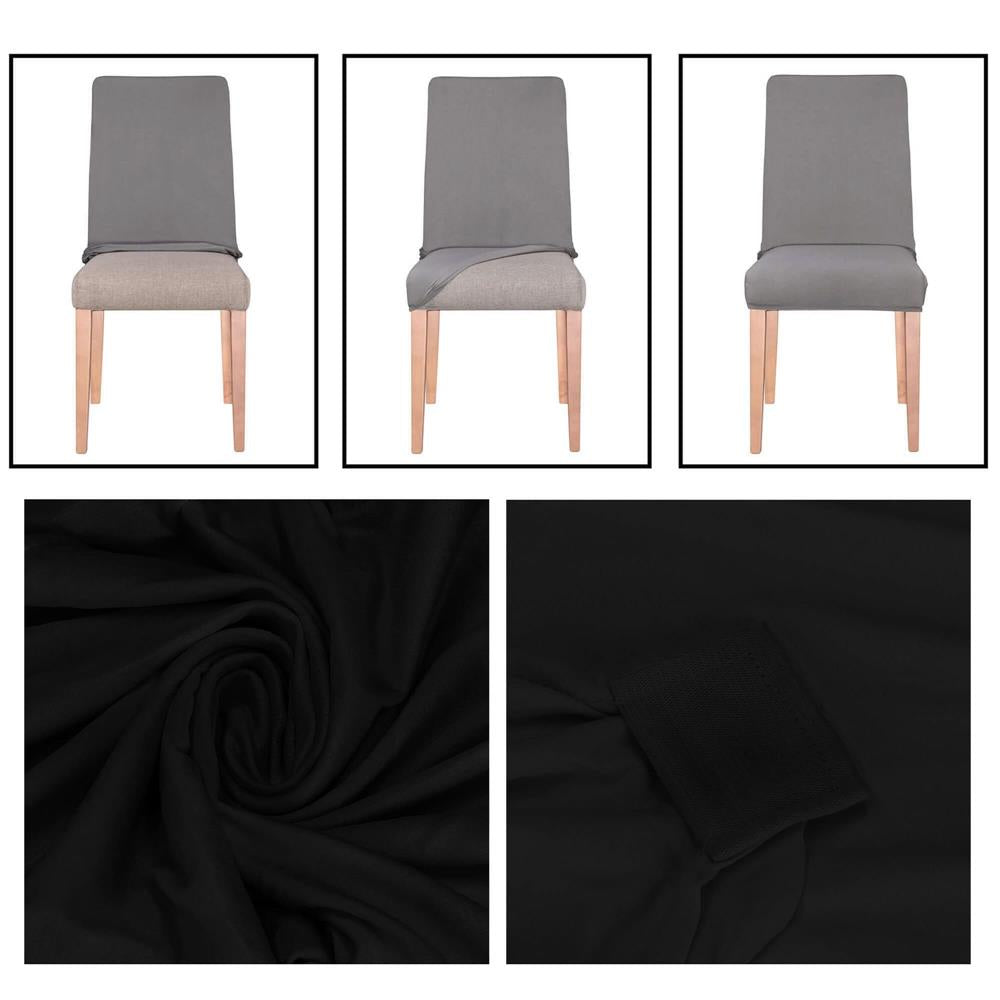 Set 4 huse pentru scaune de evenimente, marime universala, poliester si spandex, negru