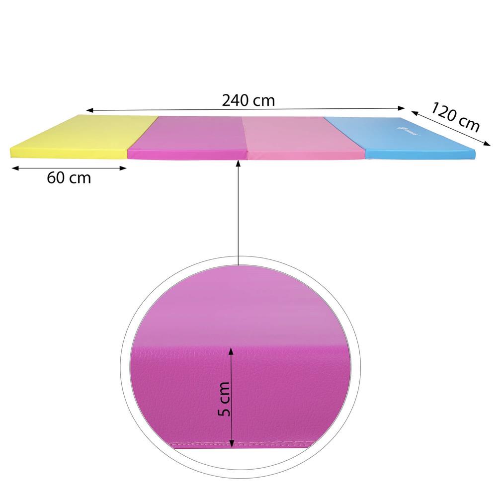 Saltea fitness groasa, dimensiune XXL, pentru antrenamente gimnastica, 240x120x5 cm, multicolor