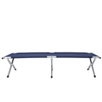 Pat pliant pentru camping, structura metalica, 190x74x42cm, 150kg, albastru marin