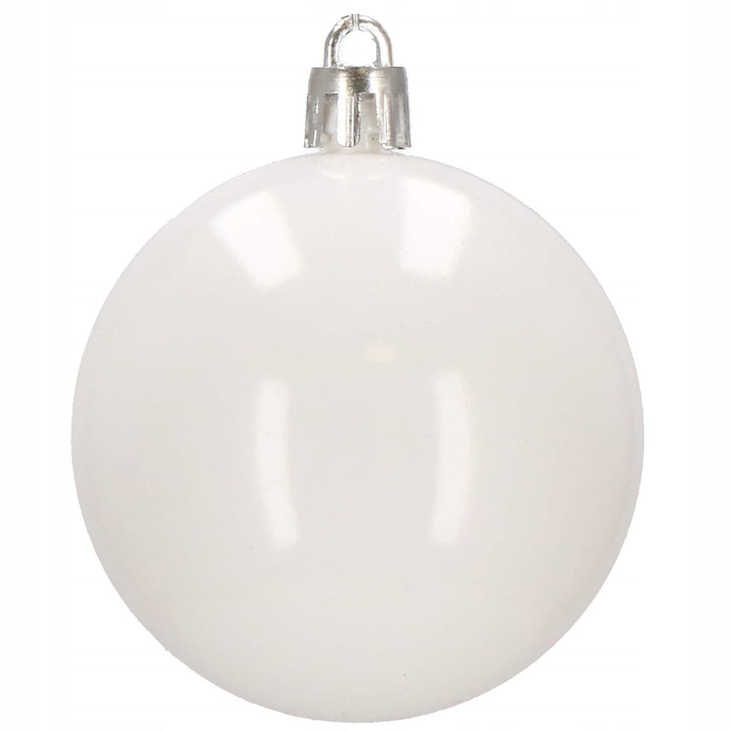 Set globuri si decoratiuni de Craciun, 100 piese, diverse dimensiuni cu stea, alb