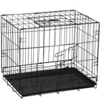 Cusca pentru animale, 2 usi, Pliabila din metal, M, Negru, 50x42x34 cm