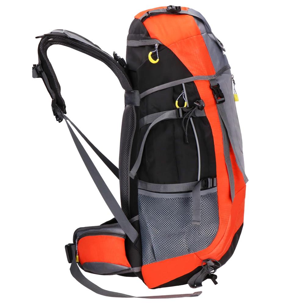 Rucsac tactic militar pentru drumetie, cu husa de ploaie, 70 litri, 25 kg, 68x35x20 cm, gri portocaliu