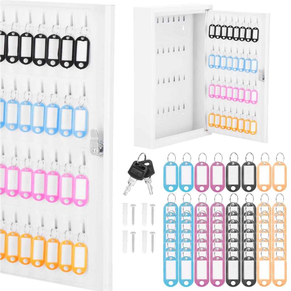 Cutie metalica din otel pentru 64 chei, echipata, 45x30x8cm, alba