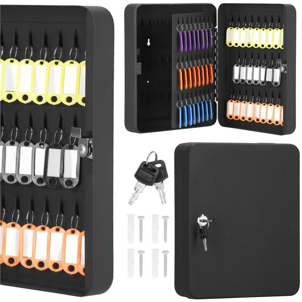 Cutie metalica din otel pentru 100 chei, echipata, 30x24x7cm, neagra