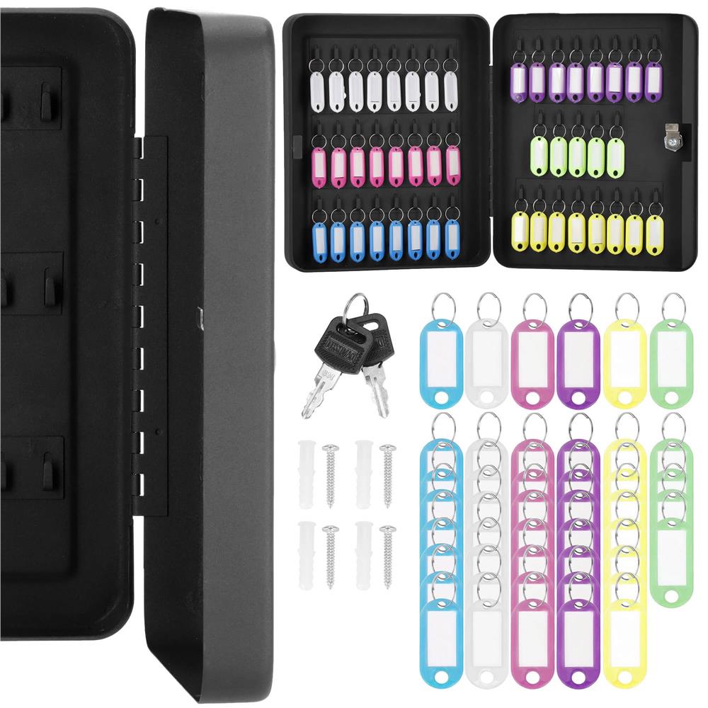 Cutie metalica din otel pentru 48 chei, echipata, 30x24x7.5cm, neagra