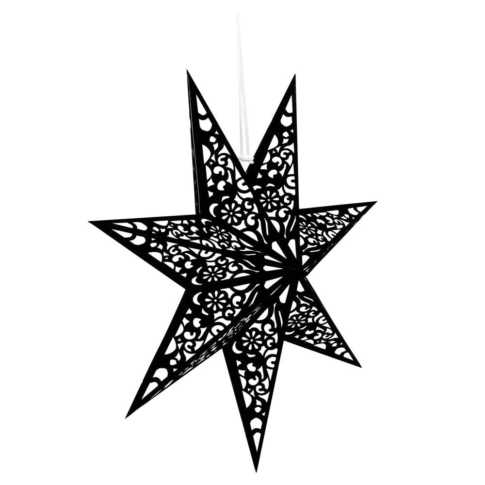 Stea decorativa 3D din hartie si pasla ajurata, 50cm, neagra